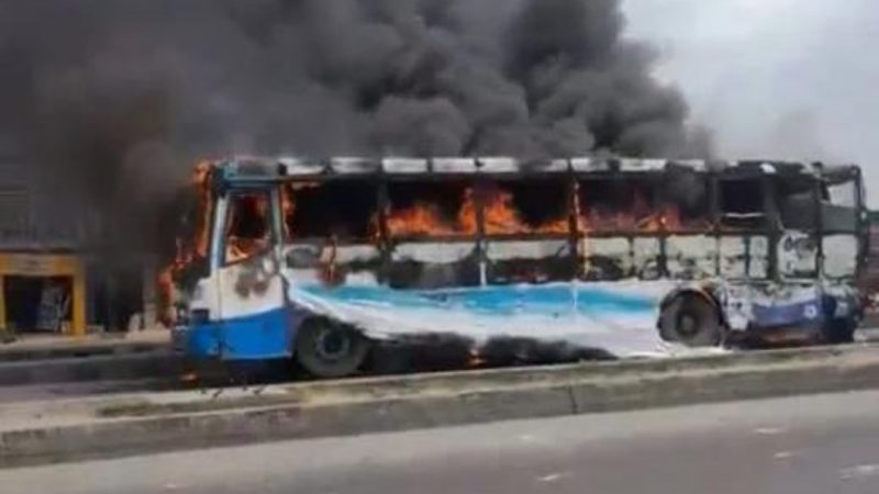 Mob Sets BRT Bus on Fire Along Ikorodu Road